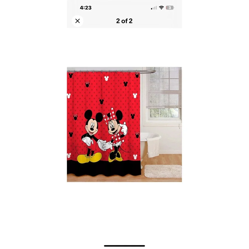 Disney Mickey &‎ Minnie Mouse Classic Shower Curtain Red